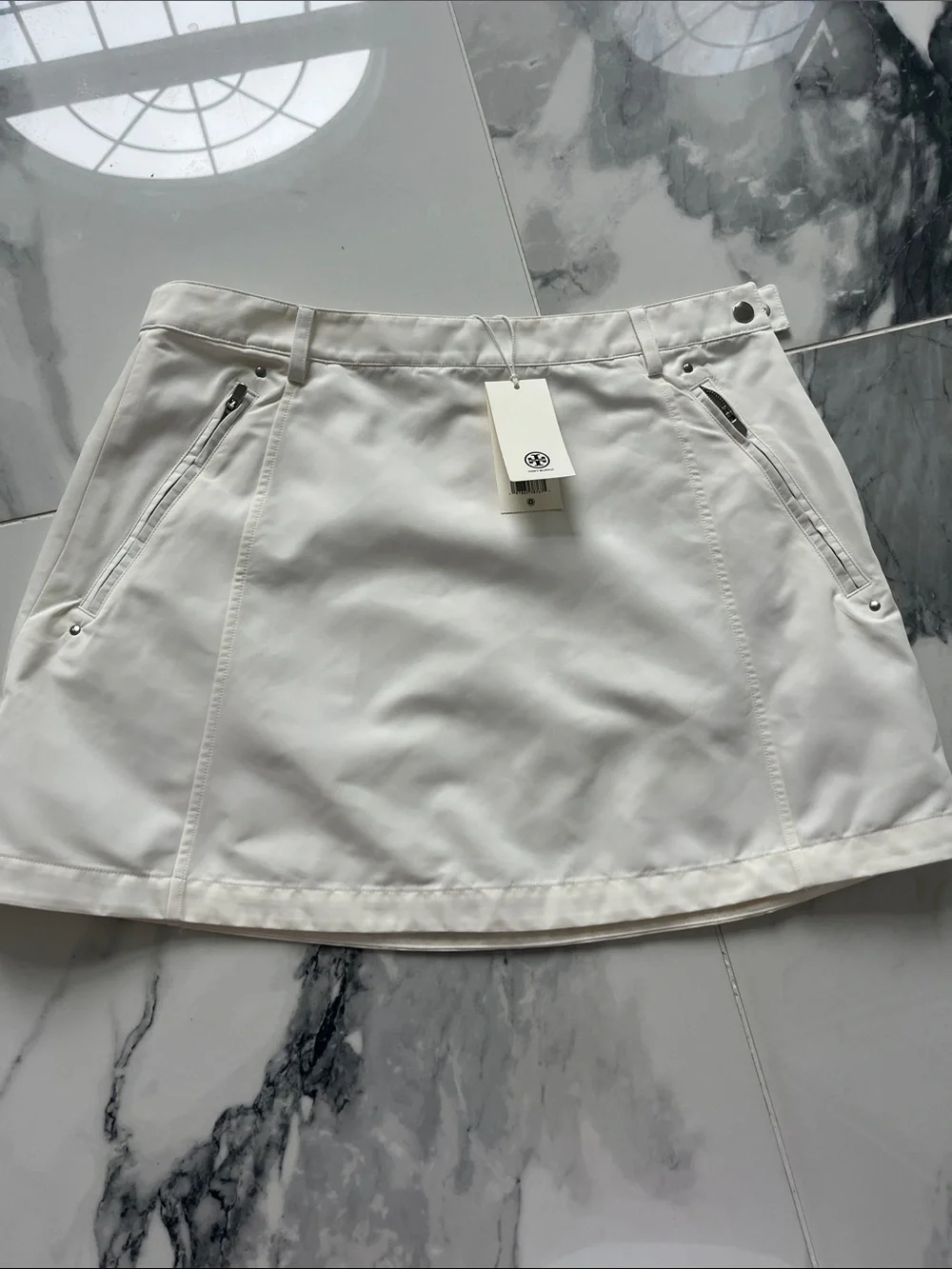Tory Burch White Women’s Skirt with Zip Pockets